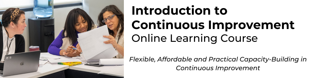 Introduction to Continuous Improvement
Online Learning Course
Flexible, Affordable and Practical Capacity-Building in Continuous Improvement